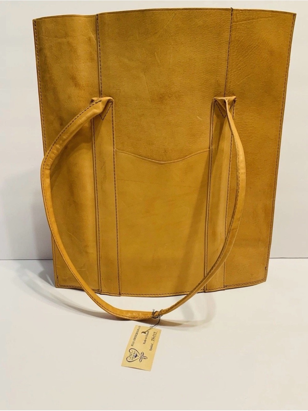 BNWT Vintage Leather Bohemian Market Bag Made In Poland Genuine Leather